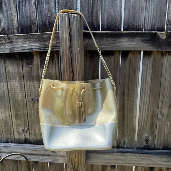 KARTELL Grace K Purse Made in Italy Plastic Gold Straps Bucket